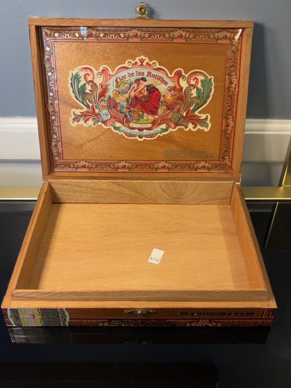 My fathers cigars Wood Finish Decorative Storage Box in Natural Brown
